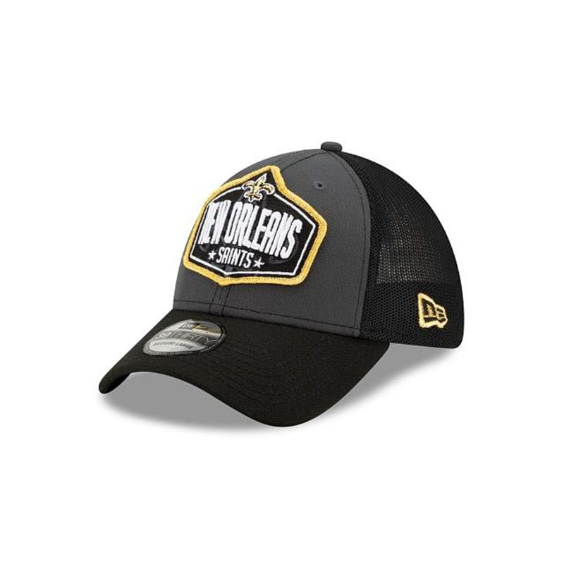 NFL New Orleans Saints Draft 39Thirty Stretch Fit (VZU1404) - Grey New Era Caps